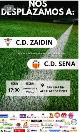 Imagen Partido de fútbol, domingo 3 de marzo: C.D. Zaidín Vs. C.D. Sena