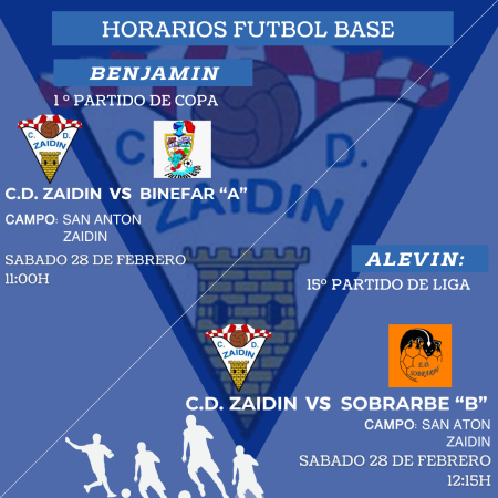 Imagen PARTIDOS DE FÚTBOL: Sabado 28 de febrero, categorias benjamín y alevín